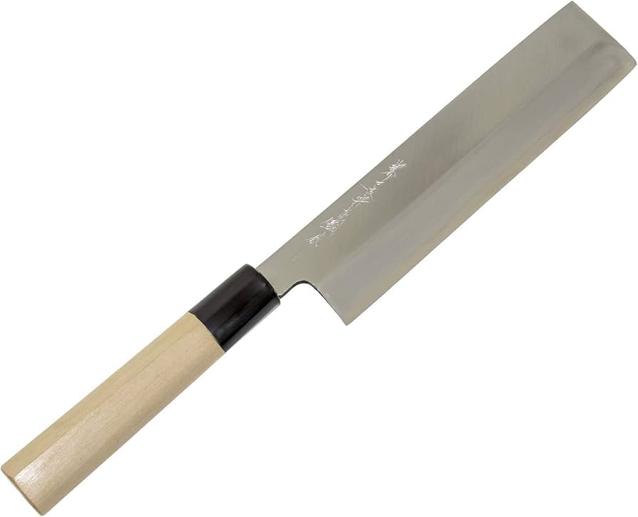 2020最新型 高品質 堺一文字吉國 日本製 鎌薄刃 包丁 195mm 白二鋼 木